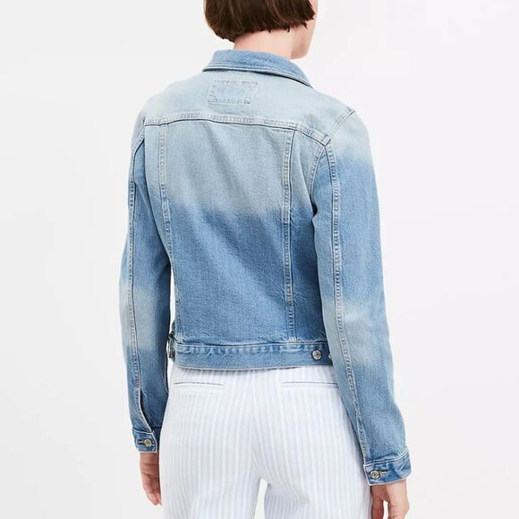 Denim Trucker Jacket in Light Mid Indigo Wash - Picture 2 of 4